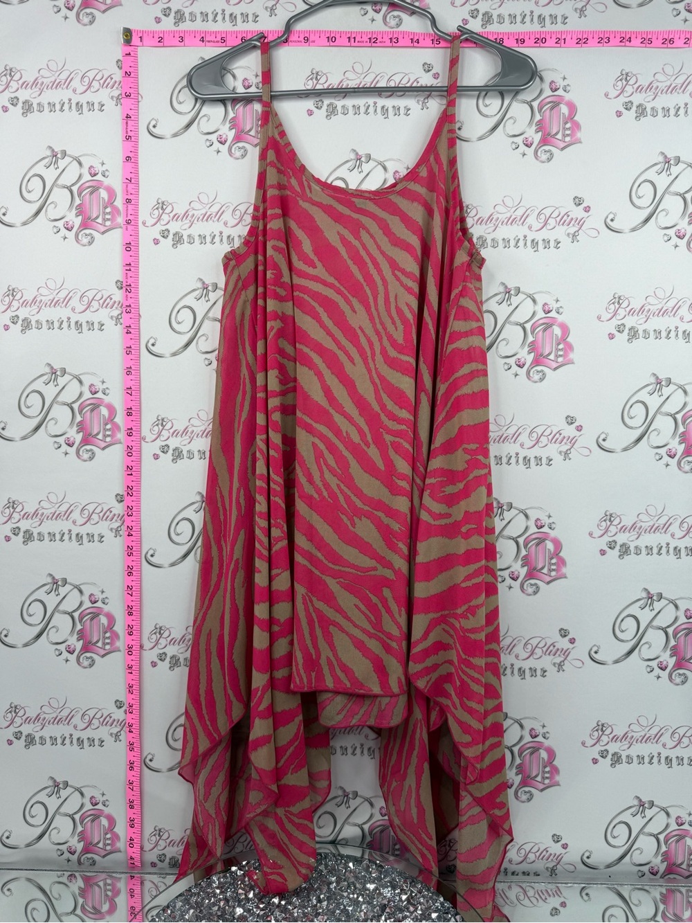 Dress coverup Pink and Tan Zebra Print Flowy Tank Dress